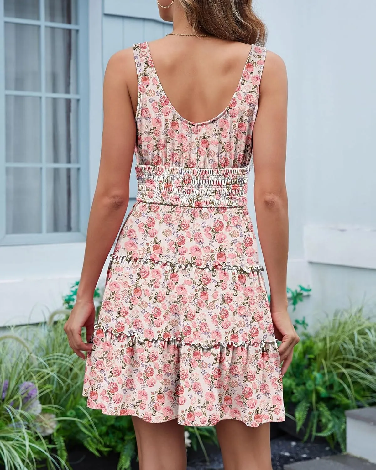 Womens Summer Dresses Sleeveless Button Down Casual Swing Mini Dress