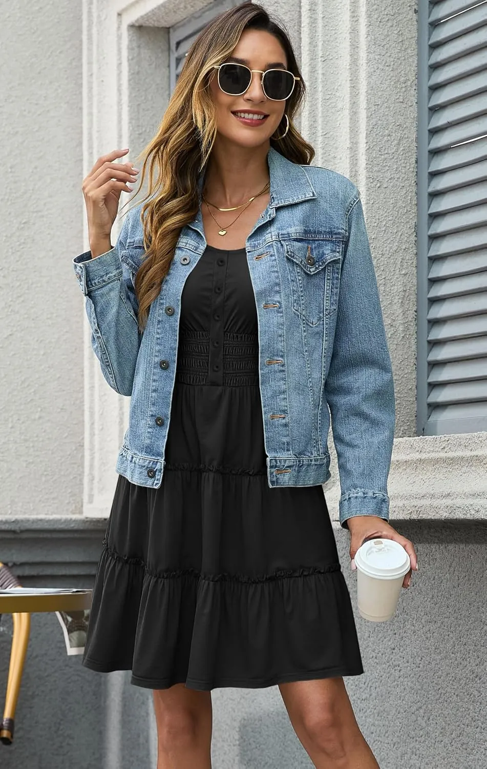 Womens Summer Dresses Sleeveless Button Down Casual Swing Mini Dress