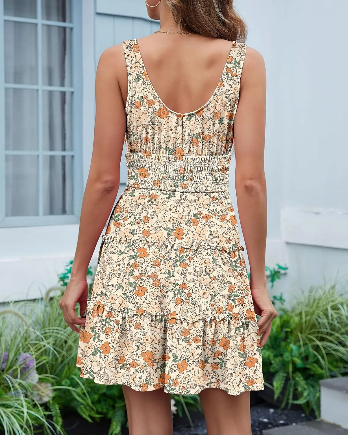 Womens Summer Dresses Sleeveless Button Down Casual Swing Mini Dress