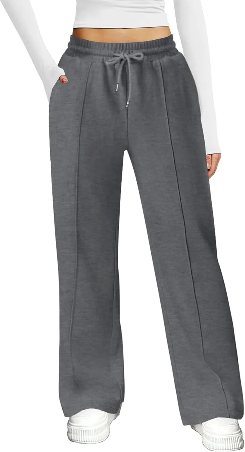 Womens Wide Leg Sweatpants Casual Loose Solid Pants Comfy Lounge Joggers Baggy Sweatpants