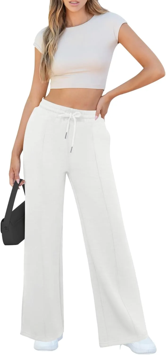 Womens Wide Leg Sweatpants Casual Loose Solid Pants Comfy Lounge Joggers Baggy Sweatpants