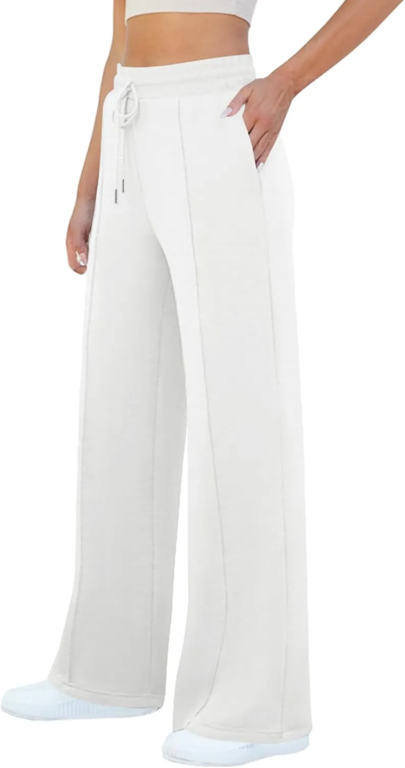 Womens Wide Leg Sweatpants Casual Loose Solid Pants Comfy Lounge Joggers Baggy Sweatpants