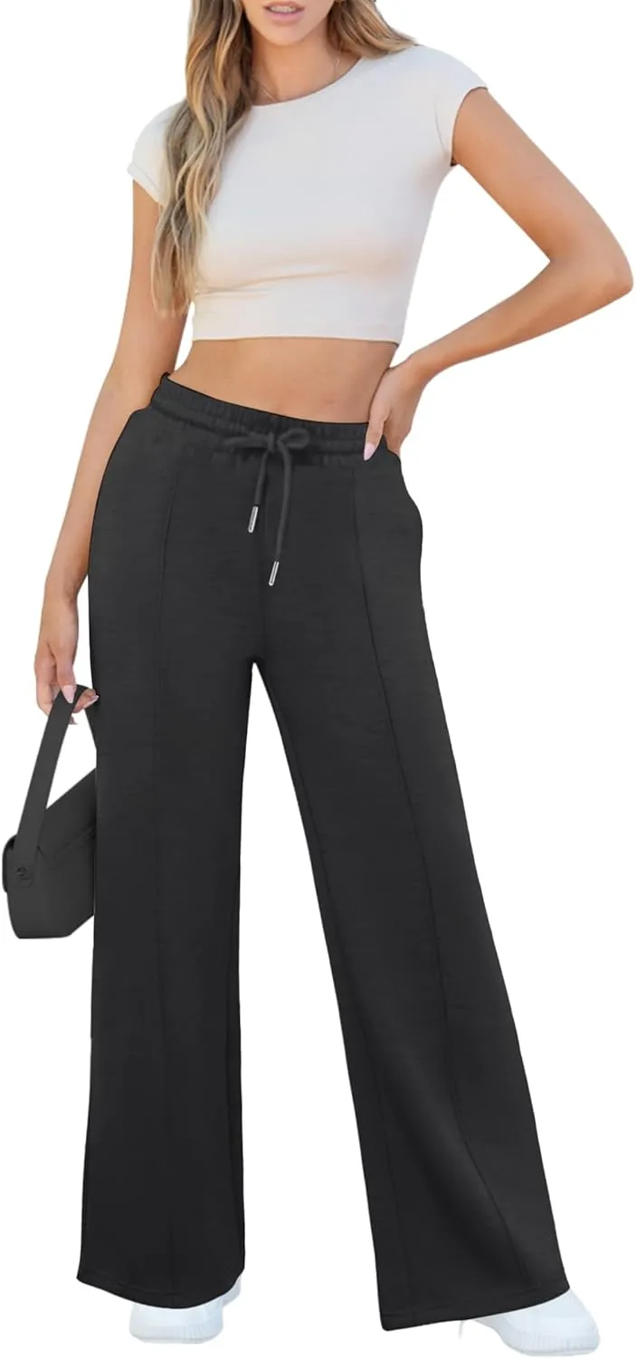 Womens Wide Leg Sweatpants Casual Loose Solid Pants Comfy Lounge Joggers Baggy Sweatpants