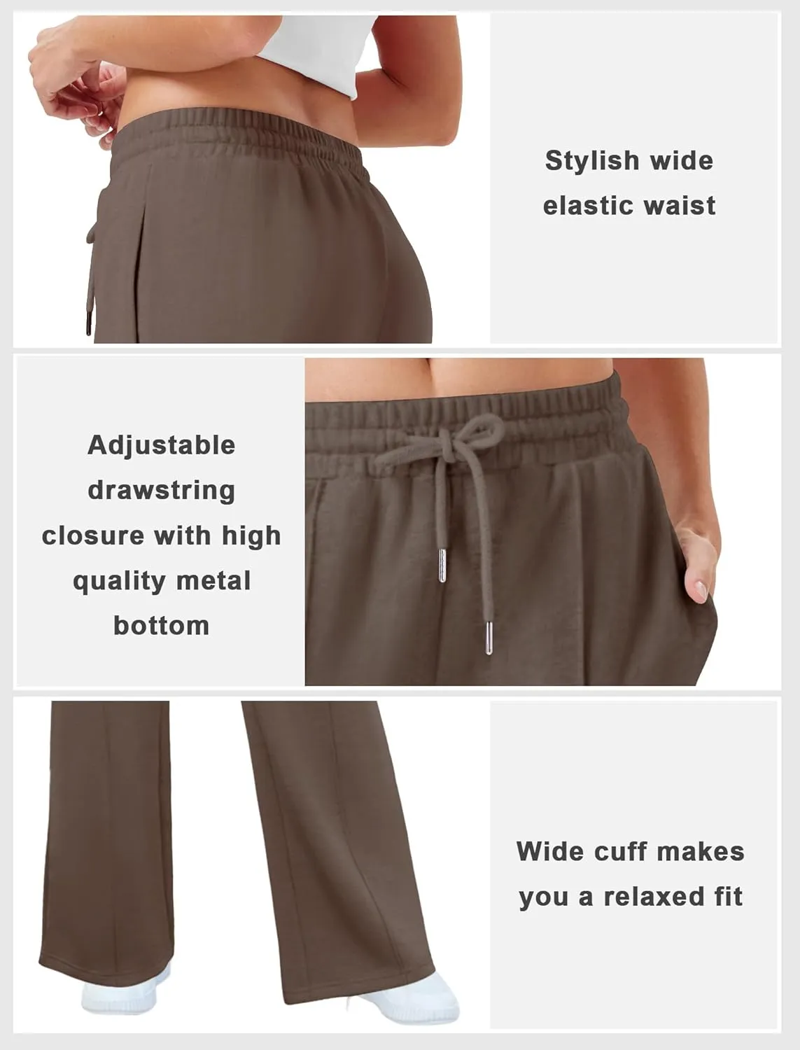 Womens Wide Leg Sweatpants Casual Loose Solid Pants Comfy Lounge Joggers Baggy Sweatpants