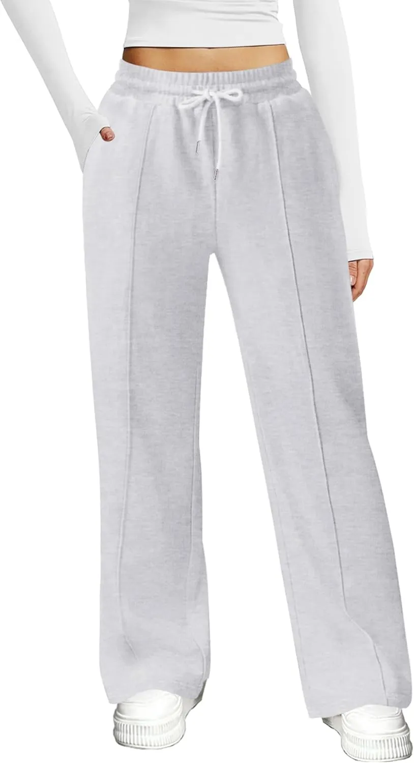 Womens Wide Leg Sweatpants Casual Loose Solid Pants Comfy Lounge Joggers Baggy Sweatpants