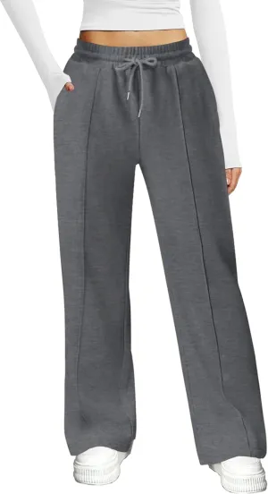 Womens Wide Leg Sweatpants Casual Loose Solid Pants Comfy Lounge Joggers Baggy Sweatpants
