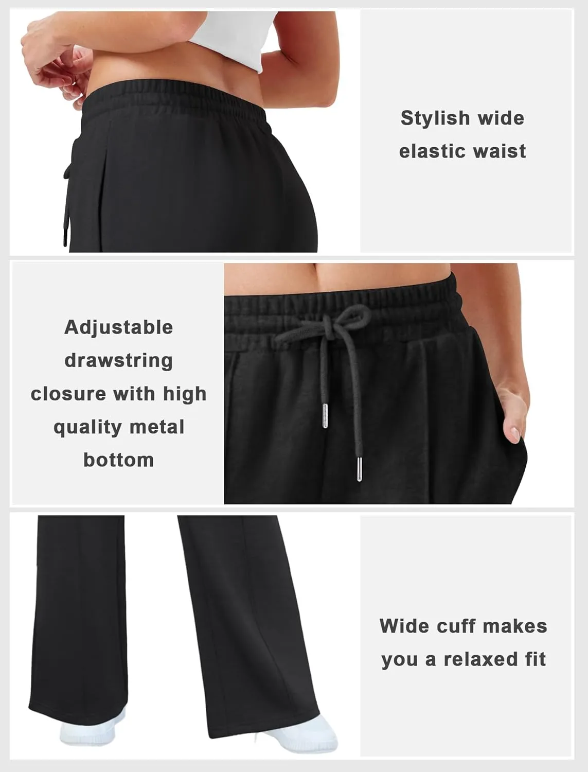 Womens Wide Leg Sweatpants Casual Loose Solid Pants Comfy Lounge Joggers Baggy Sweatpants