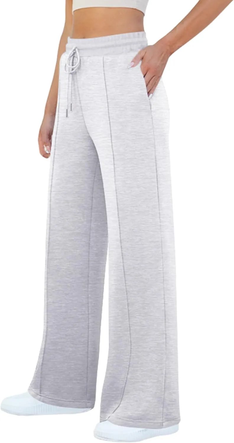 Womens Wide Leg Sweatpants Casual Loose Solid Pants Comfy Lounge Joggers Baggy Sweatpants
