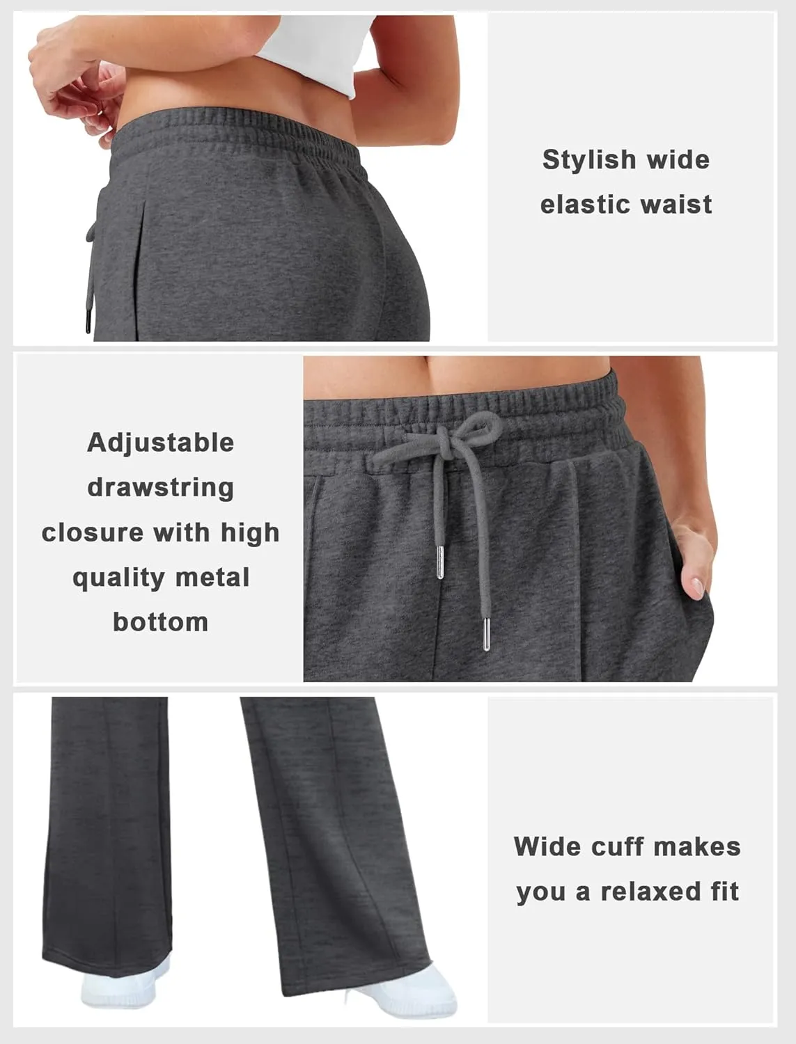 Womens Wide Leg Sweatpants Casual Loose Solid Pants Comfy Lounge Joggers Baggy Sweatpants