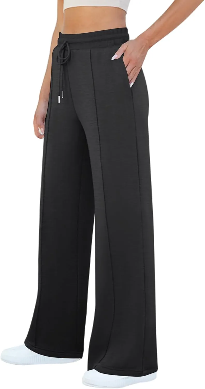 Womens Wide Leg Sweatpants Casual Loose Solid Pants Comfy Lounge Joggers Baggy Sweatpants
