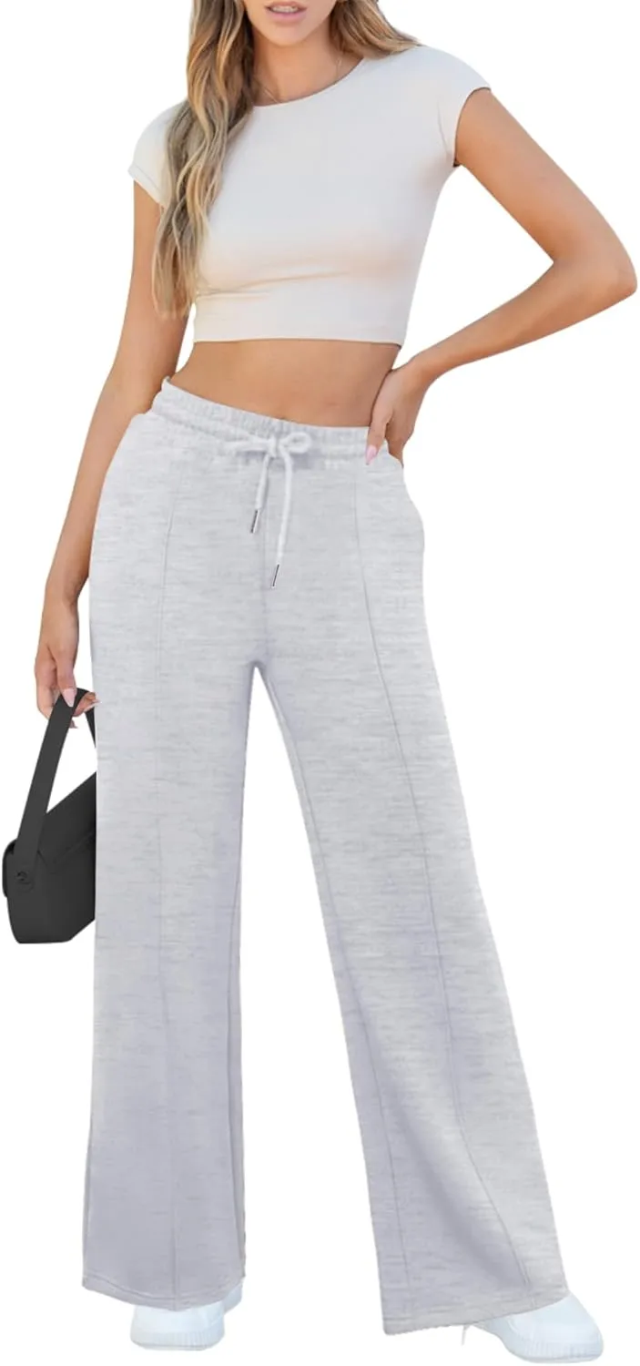 Womens Wide Leg Sweatpants Casual Loose Solid Pants Comfy Lounge Joggers Baggy Sweatpants
