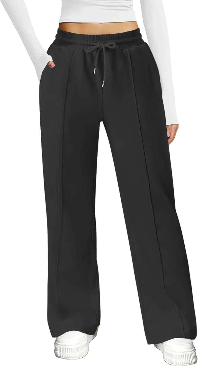 Womens Wide Leg Sweatpants Casual Loose Solid Pants Comfy Lounge Joggers Baggy Sweatpants