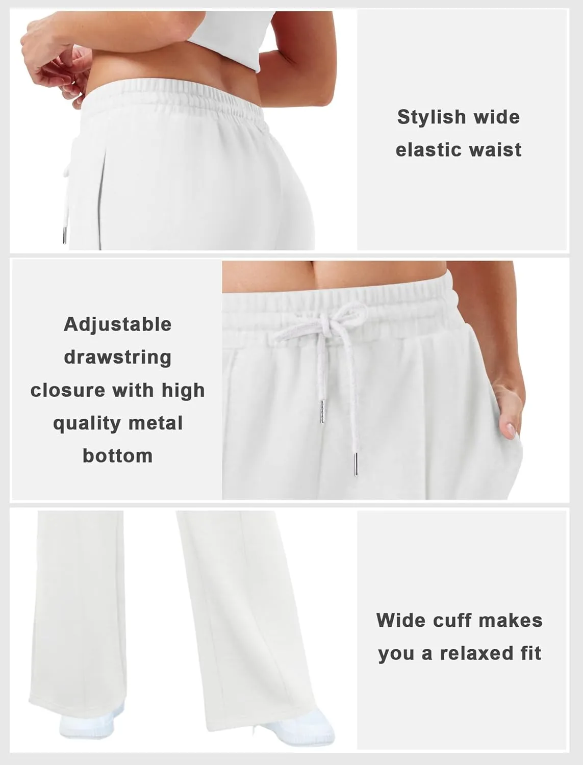 Womens Wide Leg Sweatpants Casual Loose Solid Pants Comfy Lounge Joggers Baggy Sweatpants