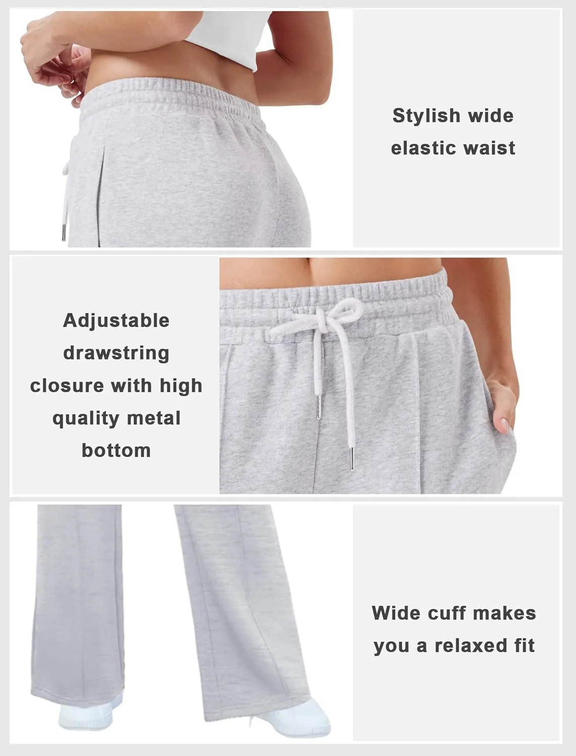 Womens Wide Leg Sweatpants Casual Loose Solid Pants Comfy Lounge Joggers Baggy Sweatpants