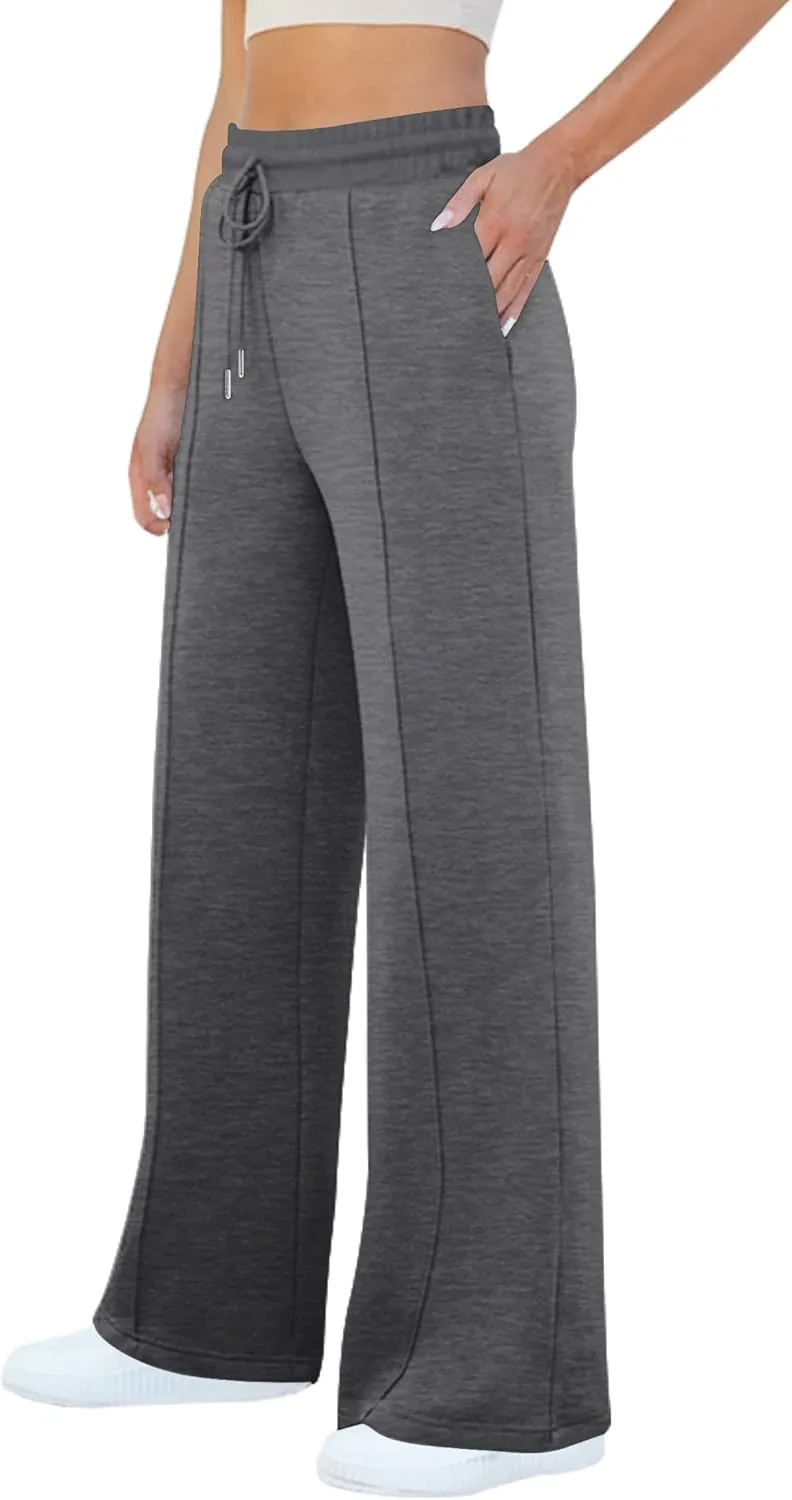 Womens Wide Leg Sweatpants Casual Loose Solid Pants Comfy Lounge Joggers Baggy Sweatpants