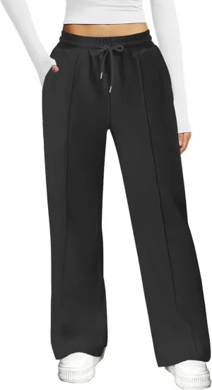 Womens Wide Leg Sweatpants Casual Loose Solid Pants Comfy Lounge Joggers Baggy Sweatpants