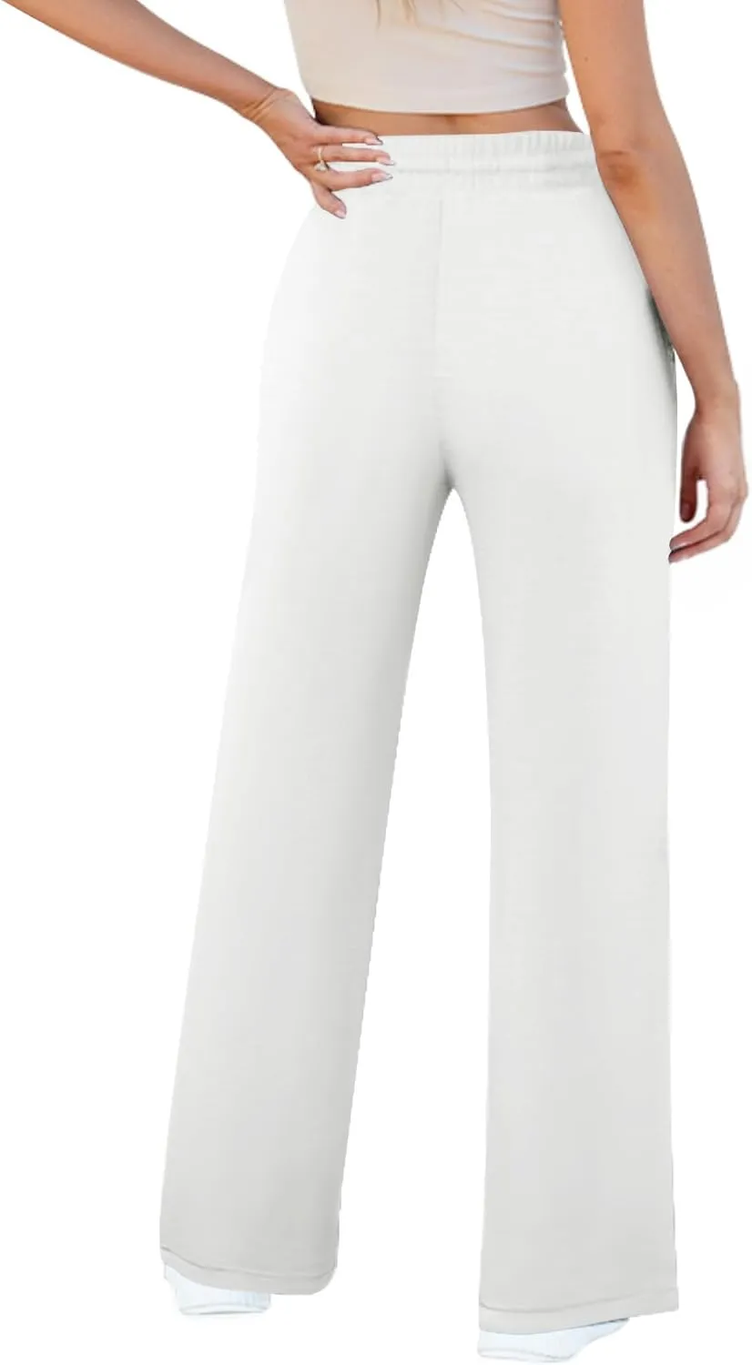 Womens Wide Leg Sweatpants Casual Loose Solid Pants Comfy Lounge Joggers Baggy Sweatpants