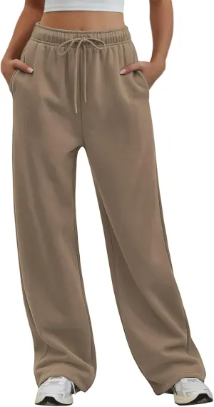 Womens Wide Leg Sweatpants High Waisted Baggy Lounge Pants Drawstring Fall Fashion Outfits 2025 Joggers