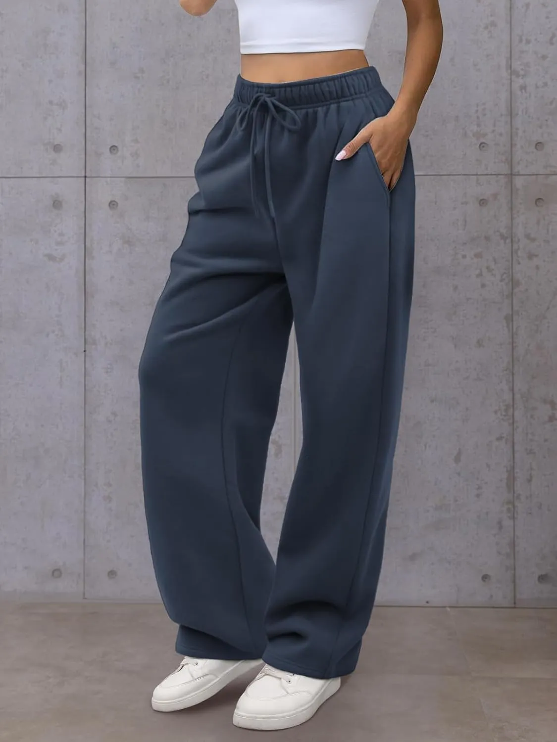 Womens Wide Leg Sweatpants High Waisted Baggy Lounge Pants Drawstring Fall Fashion Outfits 2025 Joggers