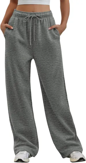 Womens Wide Leg Sweatpants High Waisted Baggy Lounge Pants Drawstring Fall Fashion Outfits 2025 Joggers
