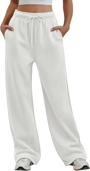 Womens Wide Leg Sweatpants High Waisted Baggy Lounge Pants Drawstring Fall Fashion Outfits 2025 Joggers