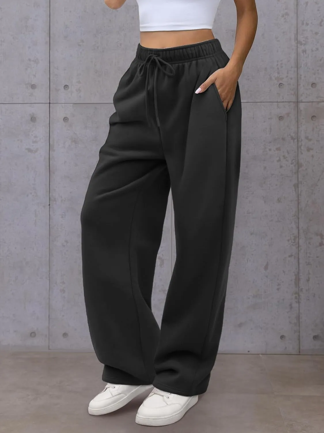 Womens Wide Leg Sweatpants High Waisted Baggy Lounge Pants Drawstring Fall Fashion Outfits 2025 Joggers