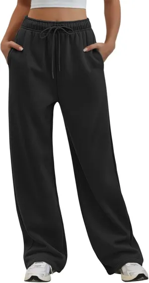 Womens Wide Leg Sweatpants High Waisted Baggy Lounge Pants Drawstring Fall Fashion Outfits 2025 Joggers