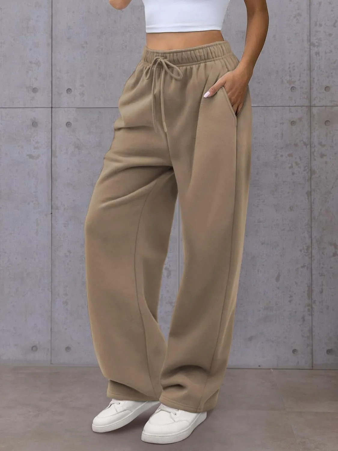 Womens Wide Leg Sweatpants High Waisted Baggy Lounge Pants Drawstring Fall Fashion Outfits 2025 Joggers