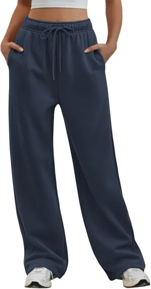 Womens Wide Leg Sweatpants High Waisted Baggy Lounge Pants Drawstring Fall Fashion Outfits 2025 Joggers