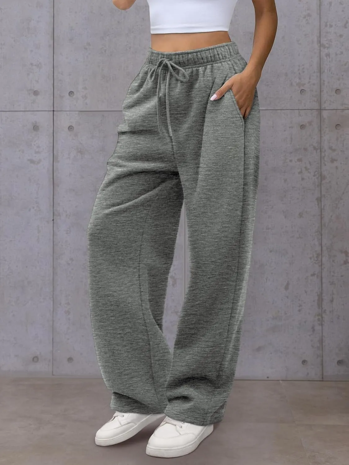Womens Wide Leg Sweatpants High Waisted Baggy Lounge Pants Drawstring Fall Fashion Outfits 2025 Joggers