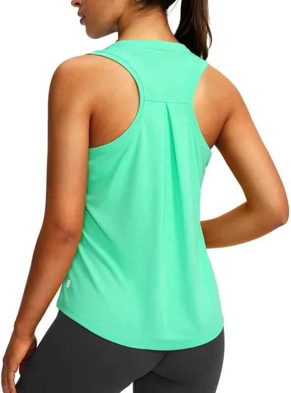 Women's Workout Tops Racerback Athletic Tank Tops Sleeveless Loose Fit Yoga Running Gym Shirts for Women