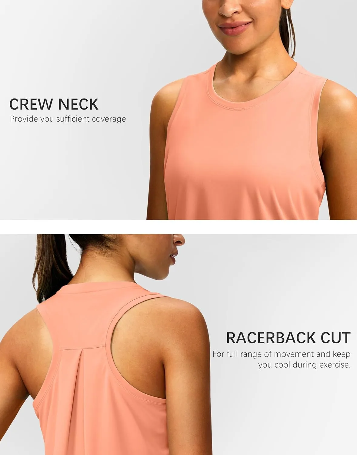 Women's Workout Tops Racerback Athletic Tank Tops Sleeveless Loose Fit Yoga Running Gym Shirts for Women