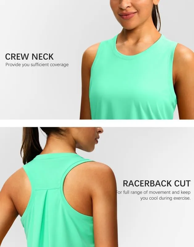 Women's Workout Tops Racerback Athletic Tank Tops Sleeveless Loose Fit Yoga Running Gym Shirts for Women
