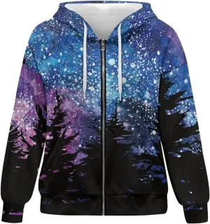 Womens Zip Up Hoodie Long Sleeve Fall Hooded Sweatshirts with Pockets Lightweight Jacket