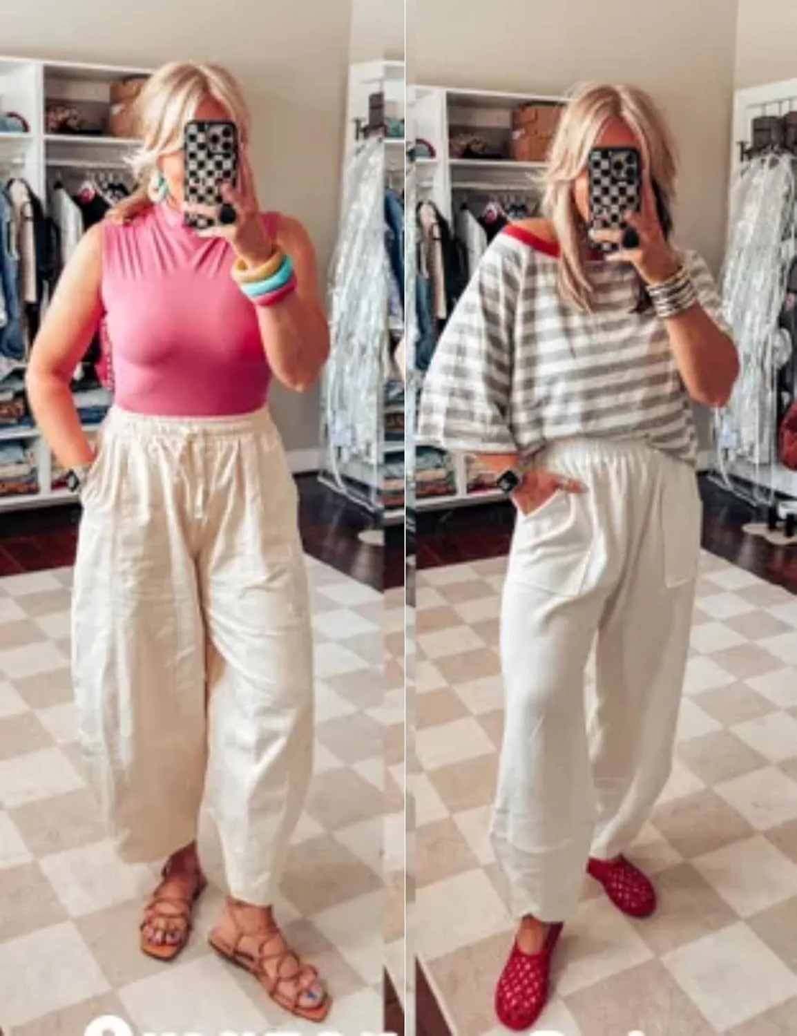 Xiaoxuemeng Barrel Jeans Women Cropped Cotton Wide Leg Pants High Waisted Denim Pants with Pockets