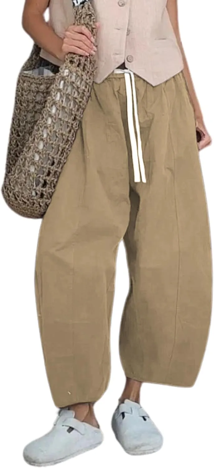 Xiaoxuemeng Barrel Jeans Women Cropped Cotton Wide Leg Pants High Waisted Denim Pants with Pockets