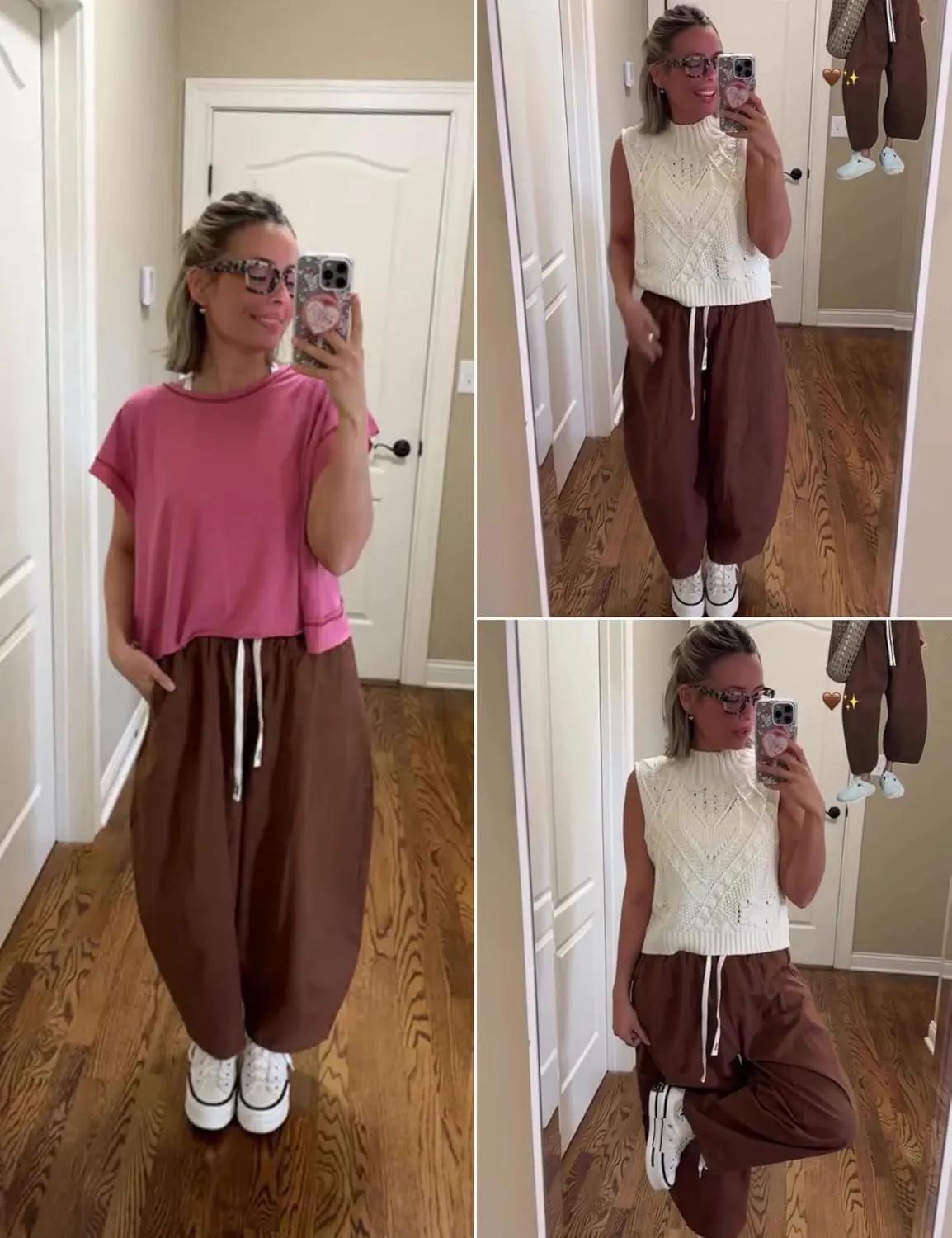 Xiaoxuemeng Barrel Jeans Women Cropped Cotton Wide Leg Pants High Waisted Denim Pants with Pockets