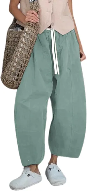 Xiaoxuemeng Barrel Jeans Women Cropped Cotton Wide Leg Pants High Waisted Denim Pants with Pockets