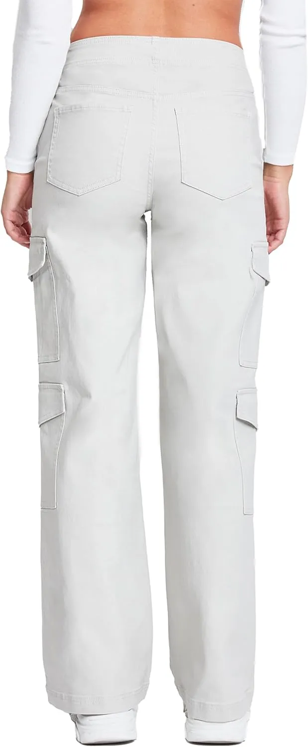 YMI Jeans Women's High Rise Double Pocket Wide Leg Cargo Pants