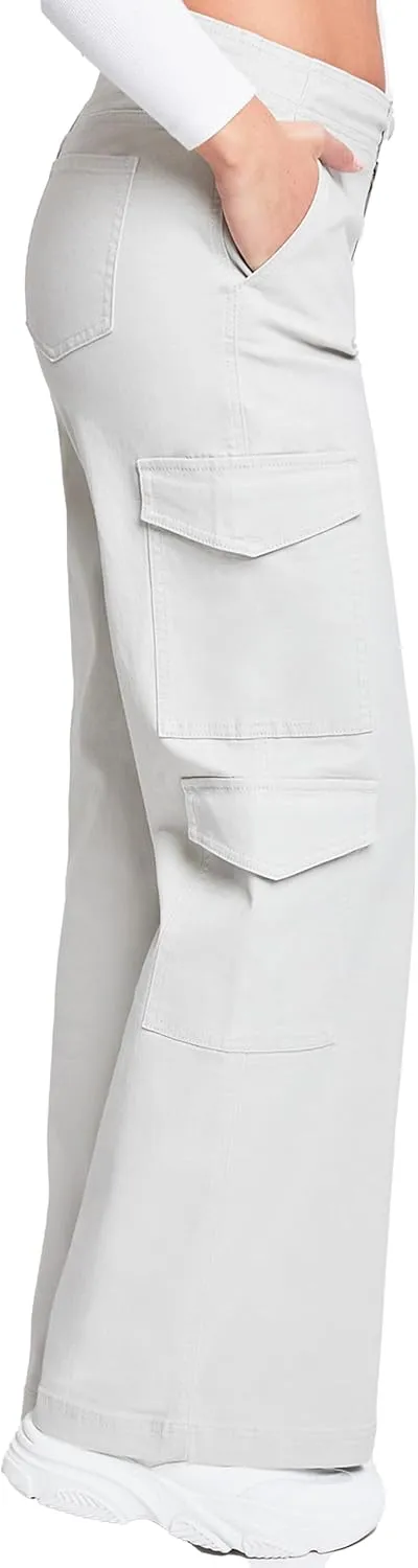 YMI Jeans Women's High Rise Double Pocket Wide Leg Cargo Pants