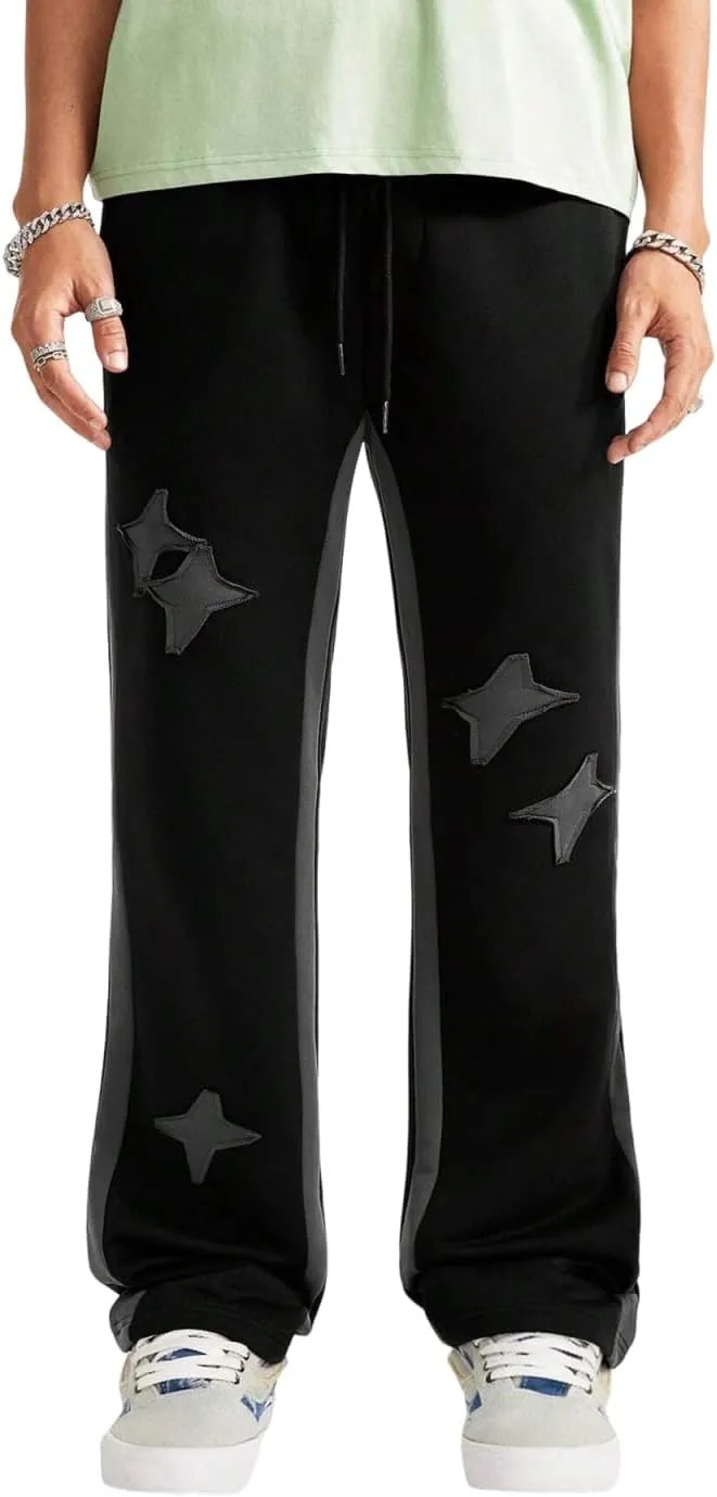 ZAFUL Mens Wide Leg Sweatpants Casual Straight Baggy Drawstring Open Bottom Loose Fit Workout Jogger Track Pants with Pockets
