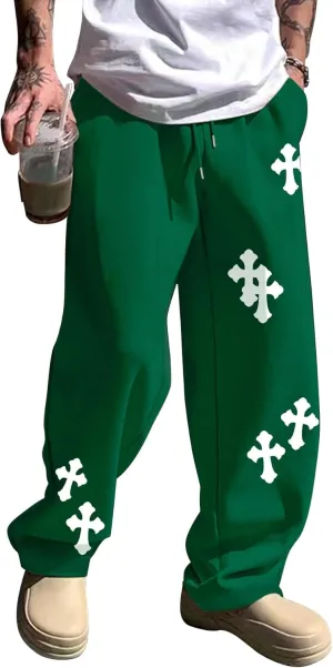 ZAFUL Mens Wide Leg Sweatpants Casual Straight Baggy Drawstring Open Bottom Loose Fit Workout Jogger Track Pants with Pockets