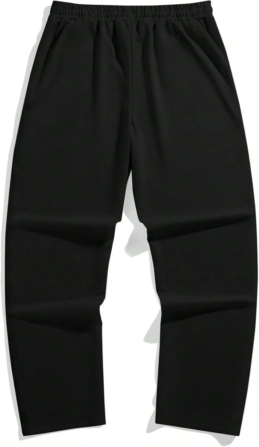 ZAFUL Mens Wide Leg Sweatpants Casual Straight Baggy Drawstring Open Bottom Loose Fit Workout Jogger Track Pants with Pockets