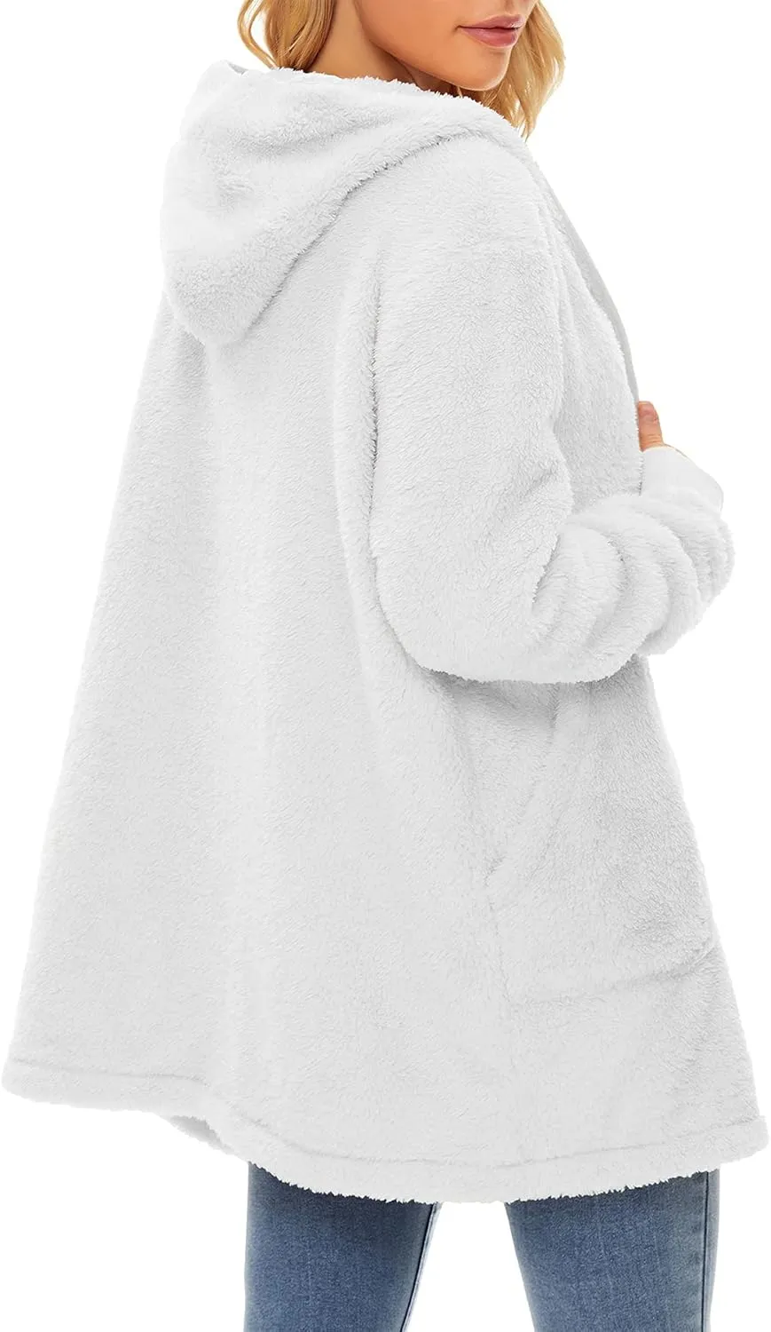Zando Womens Fuzzy Hoodies for Women Open Front Fleece Hoodie Women Oversized Sweatshirts Loose Cute Hooded Pullover