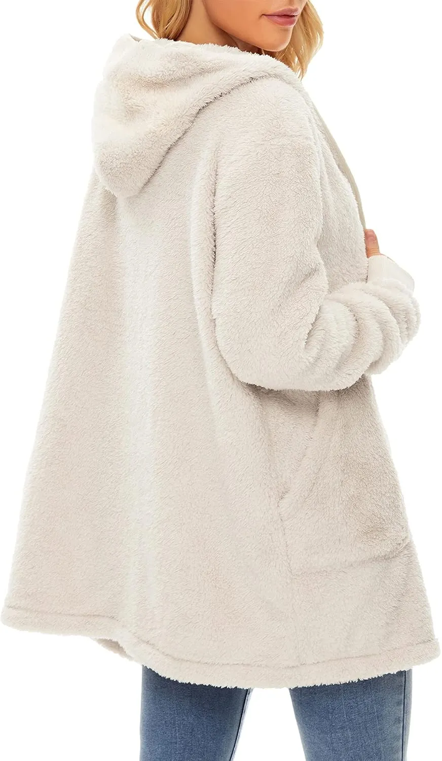 Zando Womens Fuzzy Hoodies for Women Open Front Fleece Hoodie Women Oversized Sweatshirts Loose Cute Hooded Pullover