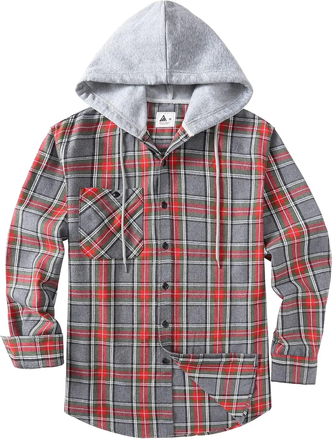 ZITY Men's Flannel Hoodie Shirts Casual Button Down Plaid Shirt Jackets for Men Long Sleeve Stylish Hooded with Pocket